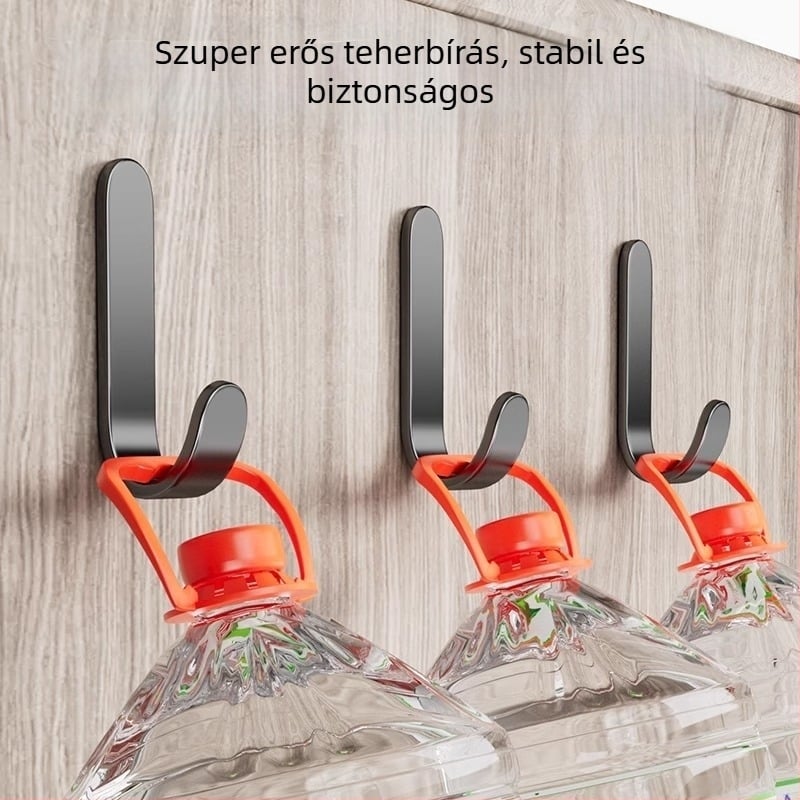 Erős ragasztós akasztó, fúrás nélkül, teherbírás 5 kg — rozsdamentes acél, ideális konyhába, fürdőszobába, ajtóra, falra, kollégium