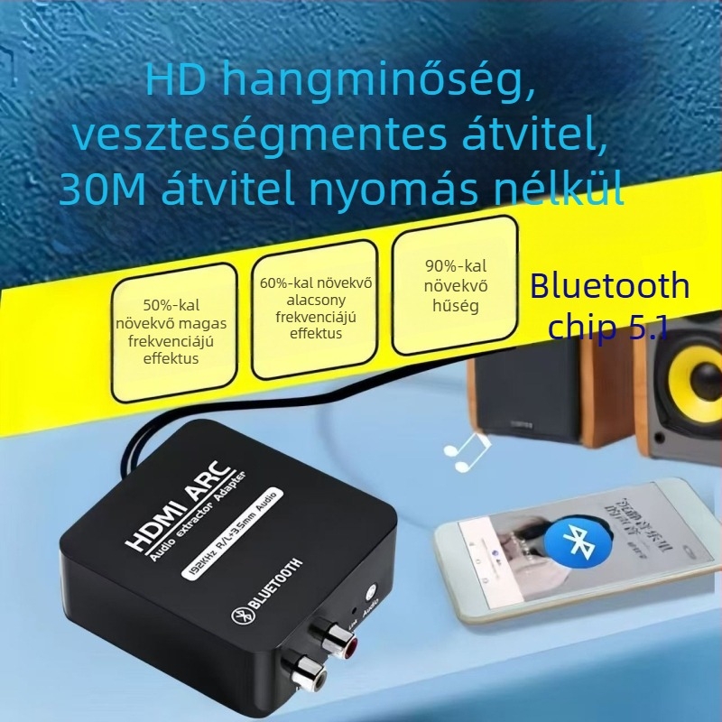 Arc23 HDMI ARC audió konverter optikai kimenettel és Bluetooth-szal, 0.8 m kábel, távoli bekapcsolás