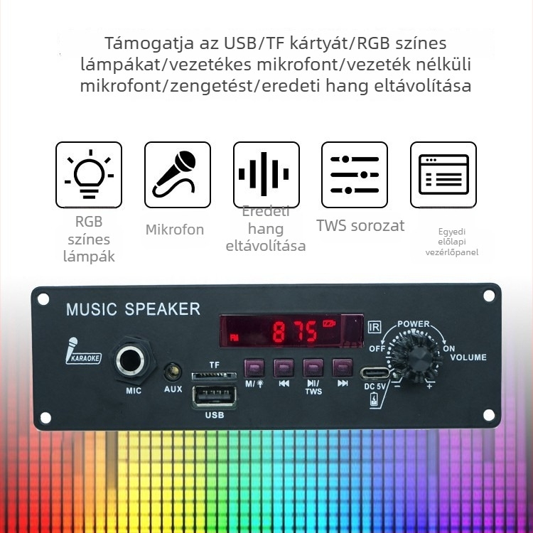 20W-os kettőcsatornás Bluetooth erősítő tábla veszteségmentes audió dekóddal és TWS hangfal főlapja