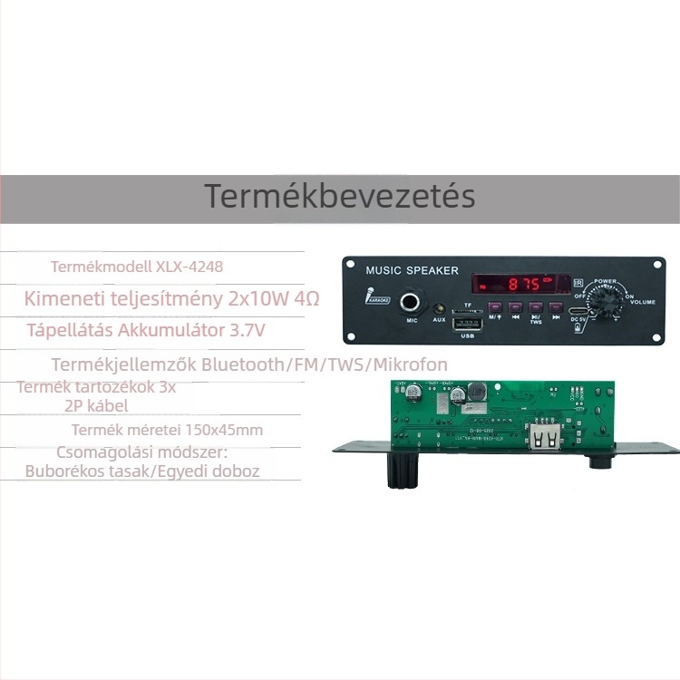 20W-os kettőcsatornás Bluetooth erősítő tábla veszteségmentes audió dekóddal és TWS hangfal főlapja