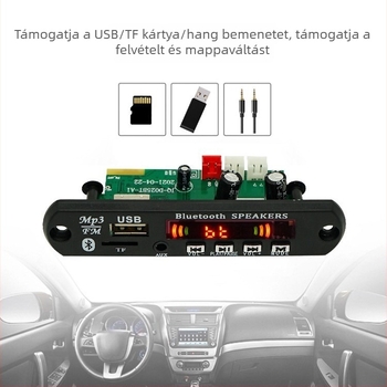 Bluetooth audió dekóder autóhifihez, MP3 dekódoló modul, kiváló hangminőség, 2x40W kimenet