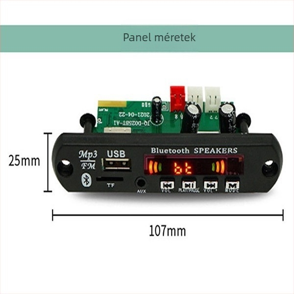 Bluetooth audió dekóder autóhifihez, MP3 dekódoló modul, kiváló hangminőség, 2x40W kimenet