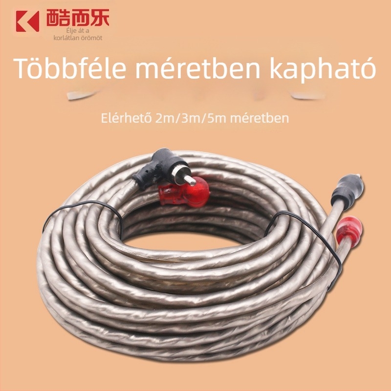 RCA autóhifi jelvezeték, tiszta réz, hossz: 1 m, 2 m, 3 m, 5 m