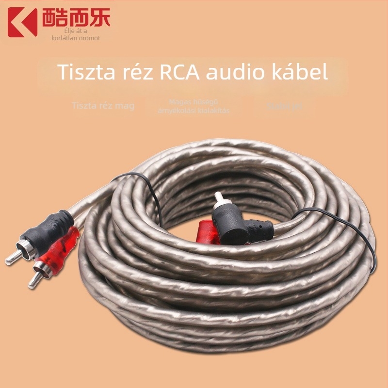 RCA autóhifi jelvezeték, tiszta réz, hossz: 1 m, 2 m, 3 m, 5 m