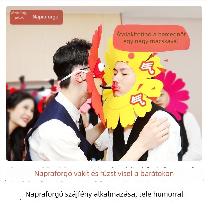 Esküvői tréfa kellék: napraforgó szaxofon poén és lufi játékok