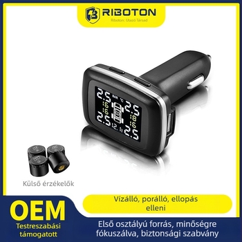 Universális külső TPMS rendszer digitális kijelzővel, modell C100, nyomásmérési tartomány 0–3,5 bar, pontosság ±0,1 bar
