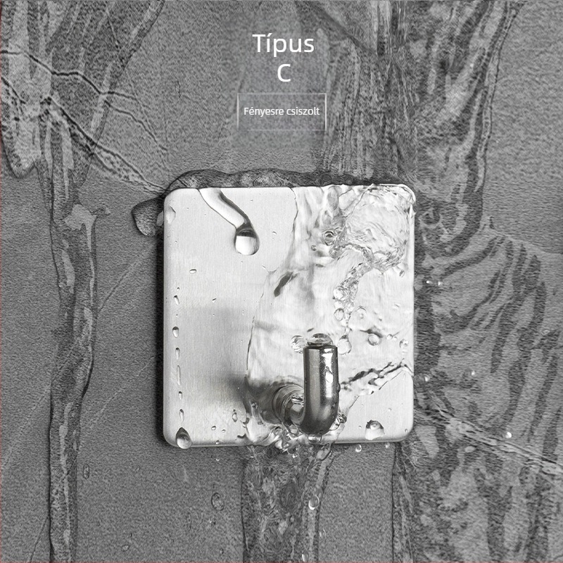 Concise-1 304 rozsdamentes acél fúrás nélküli kampó kabát és gardrób tároláshoz — modern, letisztult stílus