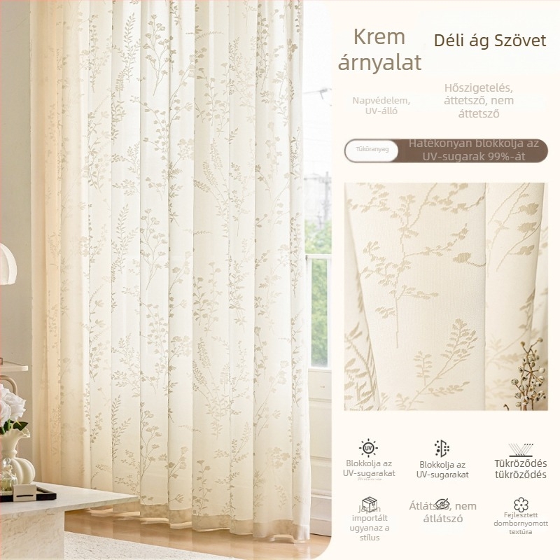 Jacquard poliészter függönyök, fényáteresztők, de nem átlátszóak, nappalira, hálószobára, erkélyre és étterembe