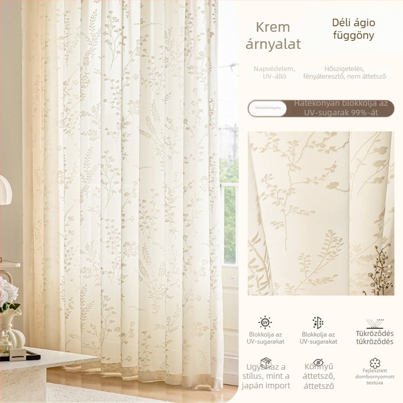 Jacquard poliészter függönyök, fényáteresztők, de nem átlátszóak, nappalira, hálószobára, erkélyre és étterembe
