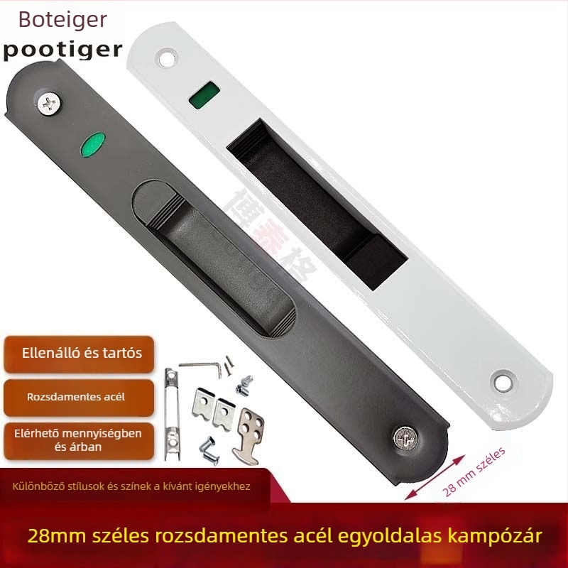 Csúszó ajtózár rozsdamentes acélból, lopás elleni védelem, modern minimalist dizájn, testreszabható