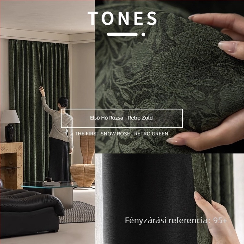 Chenille függönyök, francia stílus, blackout, dombornyomott jacquard minta, nappalihoz