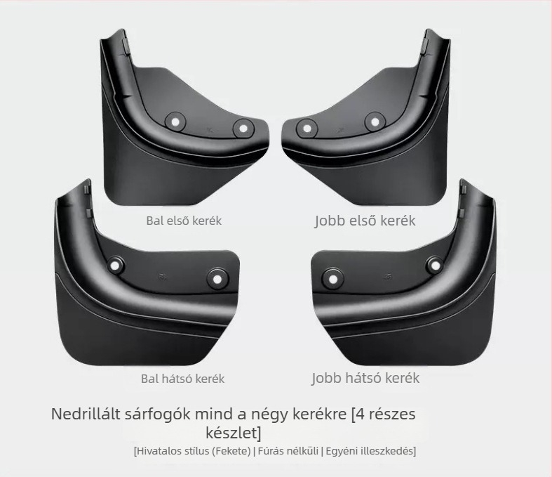 Tesla Model 3 és Model Y kerékvédő sárvédő — előre és hátra, műanyag test, TPE sárvédő a sár és karcolódások elleni védelem, testreszabható felszerelés