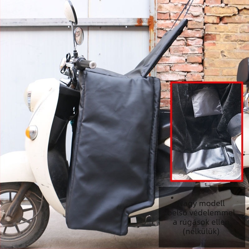 Téli lábvédő burkolat elektromos robogó/motor számára, fleece-alátéttel, esővédő funkció, kézzel történő felhelyezés