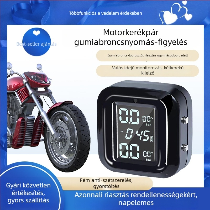 Vezeték nélküli, nagy pontosságú motorkerékpár gumiabroncs-nyomásfigyelő rendszer (M5/M6) digitális kijelzővel