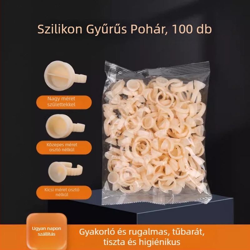 Egyszer használatos szilikon pigmentgyűrű pohár félpermanens tetováláshoz, szemöldök/szem/ajak tetováláshoz, 100 db, nettó tömeg 0,09 kg