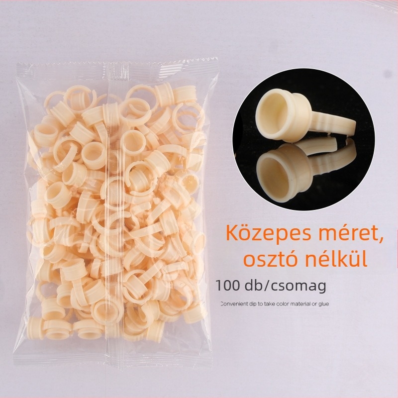 Egyszer használatos szilikon pigmentgyűrű pohár félpermanens tetováláshoz, szemöldök/szem/ajak tetováláshoz, 100 db, nettó tömeg 0,09 kg
