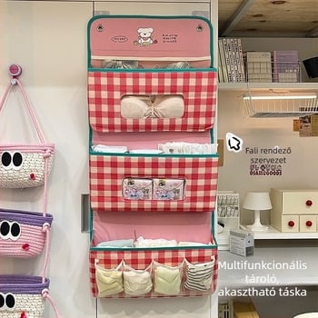 Falihoz rögzíthető akasztós tároló a fehérneműknek, többfunkciós rendező nem szőtt anyagból, háromdimenziós dizájn