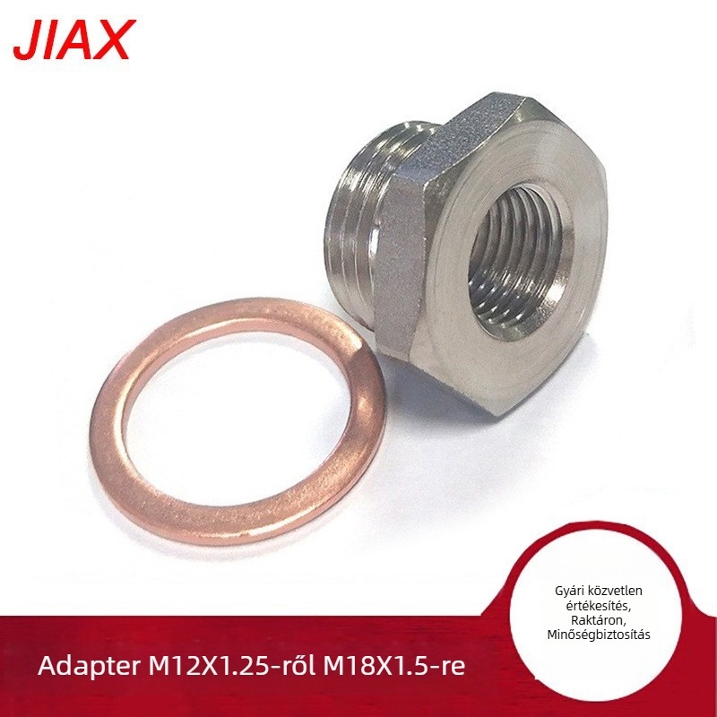 M12×1.25–M18×1.5 menetes üzemanyag-szűrő adapter, olajszűrő csatlakozó csavar