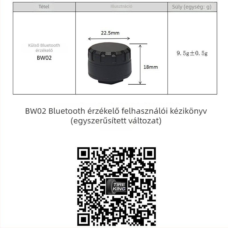 Bluetooth abroncsnyomás-érzékelő motorkerékpárokhoz és két- vagy négykerekű járművekhez, külső, vezeték nélküli, kompatibilis okostelefonnal