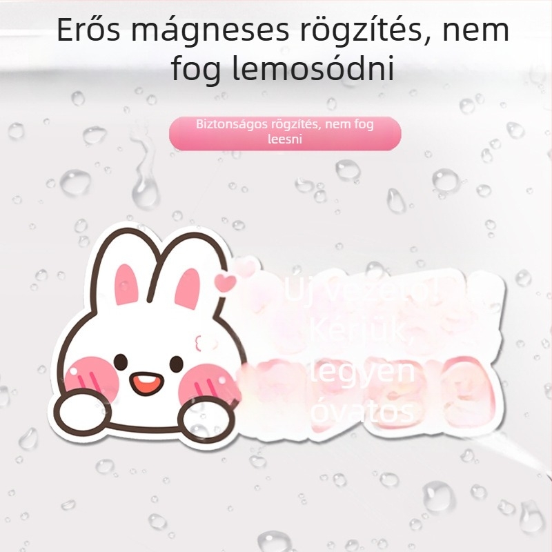 Autómatrica karikatúra nyuszival, mágneses rögzítés, anyag: matrica, testreszabás elérhető