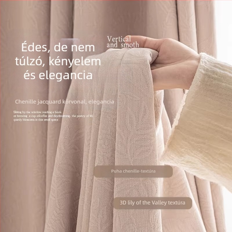 Poliészter Jacquard sötétítő függöny | Modell TH0218, modern minimalist stílus, 90–100% sötétítés