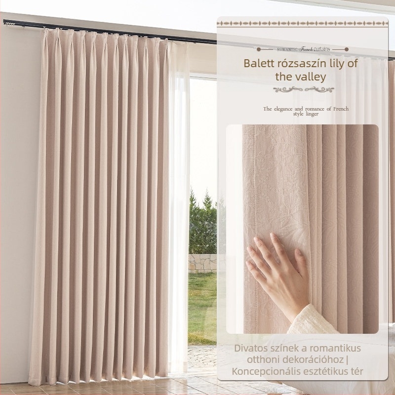Poliészter Jacquard sötétítő függöny | Modell TH0218, modern minimalist stílus, 90–100% sötétítés