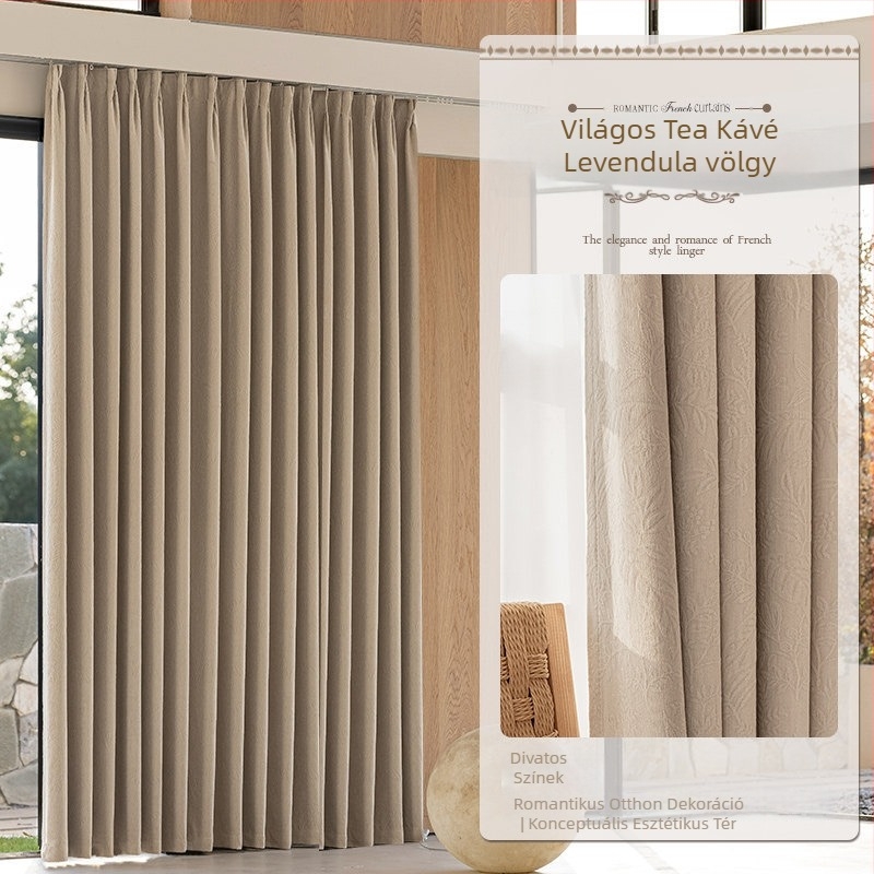 Poliészter Jacquard sötétítő függöny | Modell TH0218, modern minimalist stílus, 90–100% sötétítés