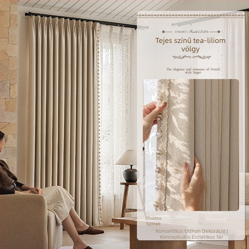Poliészter Jacquard sötétítő függöny | Modell TH0218, modern minimalist stílus, 90–100% sötétítés