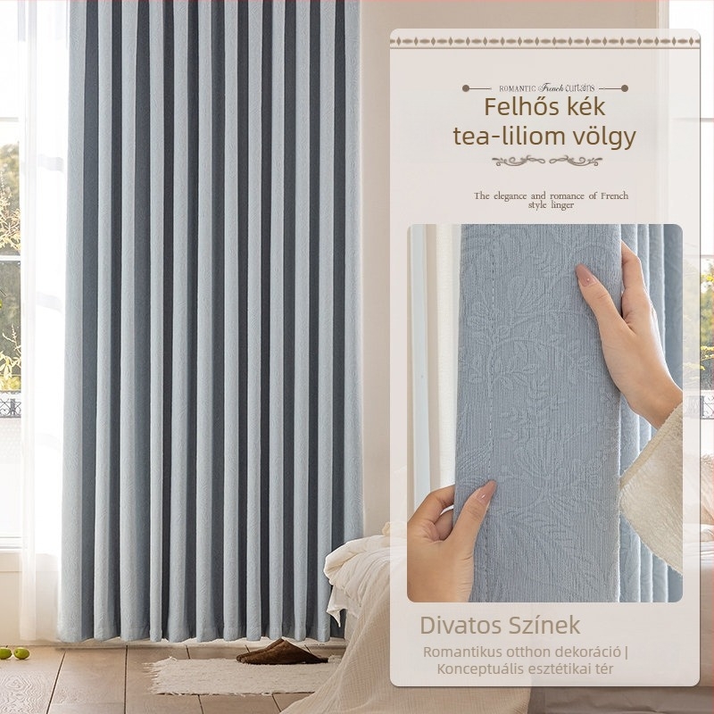 Poliészter Jacquard sötétítő függöny | Modell TH0218, modern minimalist stílus, 90–100% sötétítés