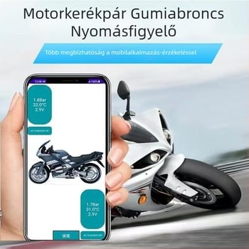 Könnyen hordozható TPMS rendszer autók és motorok számára, Bluetooth nyomásérzékelő és csatlakozás a telefonhoz