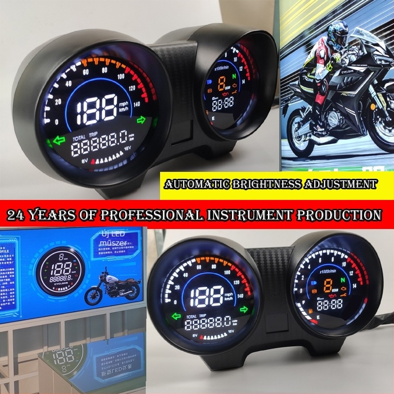 Motorkerékpár digitális műszerfal TITAN 150, FAN150, CG150, Zanella RX150 és MOTOMEL S2 modellekhez | Anyag: ABS/PP/PMMA; Pontosság: 1; Súly: 800 g