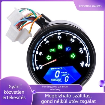 Motorkerékpár univerzális LCD műszer – tachométer, sebességmérő, kilométer-számláló, 12V