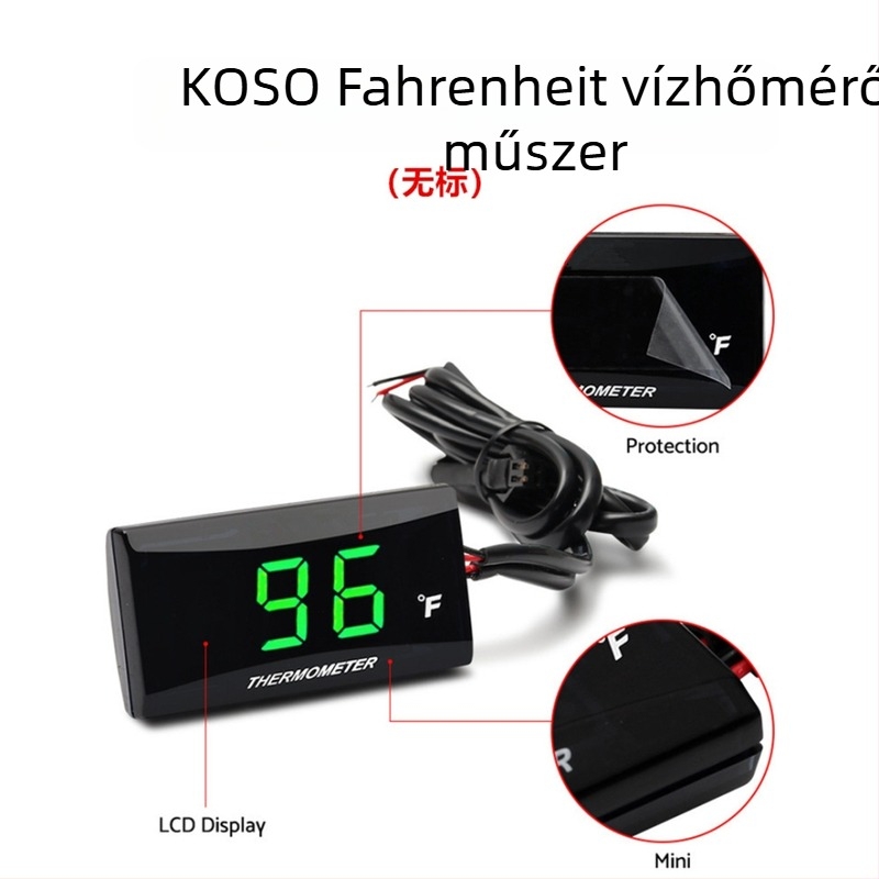 KOSO motorkerékpár vízhőmérséklet-mérő, univerzális LED LCD mini kijelző, Fahrenheit digitális kijelző