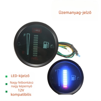 Üzemanyag-szintmérő autókhoz és motorkerékpárokhoz, modell B3049, elektroplattált vas, LED, 12V