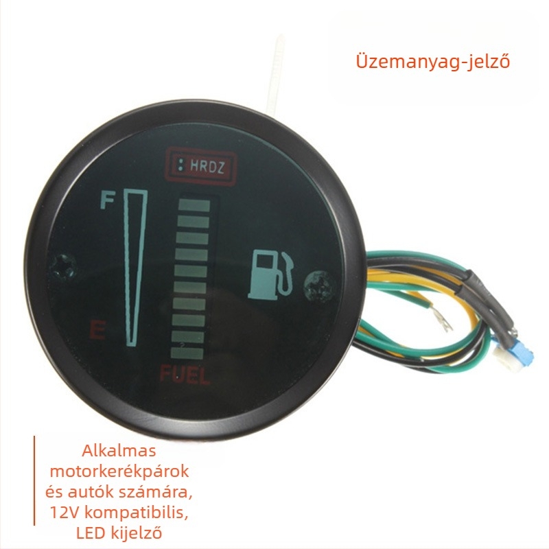 Üzemanyag-szintmérő autókhoz és motorkerékpárokhoz, modell B3049, elektroplattált vas, LED, 12V