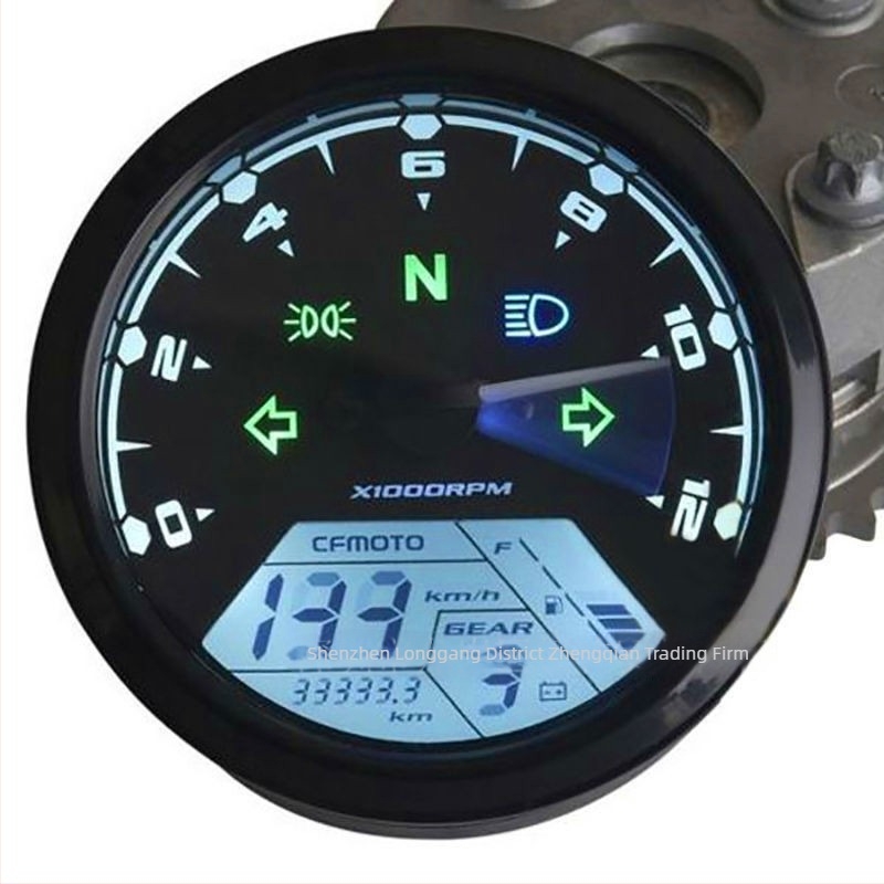 Motorkerékpár LCD műszerfal, modell YG, ABS műanyag, tömeg 0,39 kg, kompatibilis a legtöbb motorkerékpár modellhez