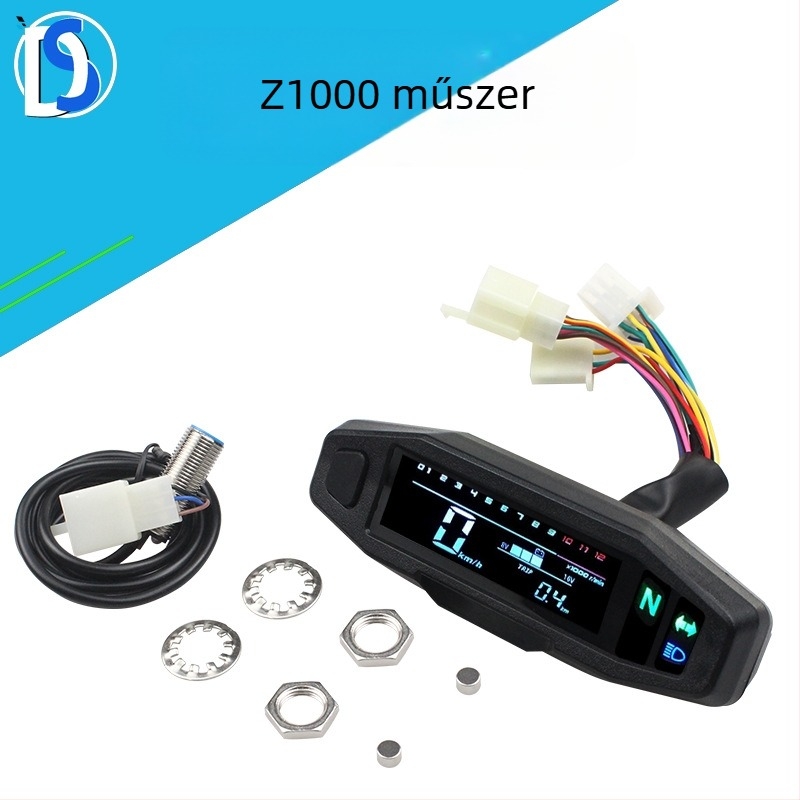 Motorkerékpár mini HD LCD elektronikus műszerfal: sebességmérő, fordulatszám-mérő és üzemanyag-szint kijelző; ABS; súly 209 g; modell Motorcycle modification