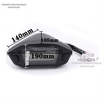 HP-199 12V ABS LCD sebességmérő/odométer/fordulatszámmérő Monkey motorkerékpárhoz, 2-4 hengeres