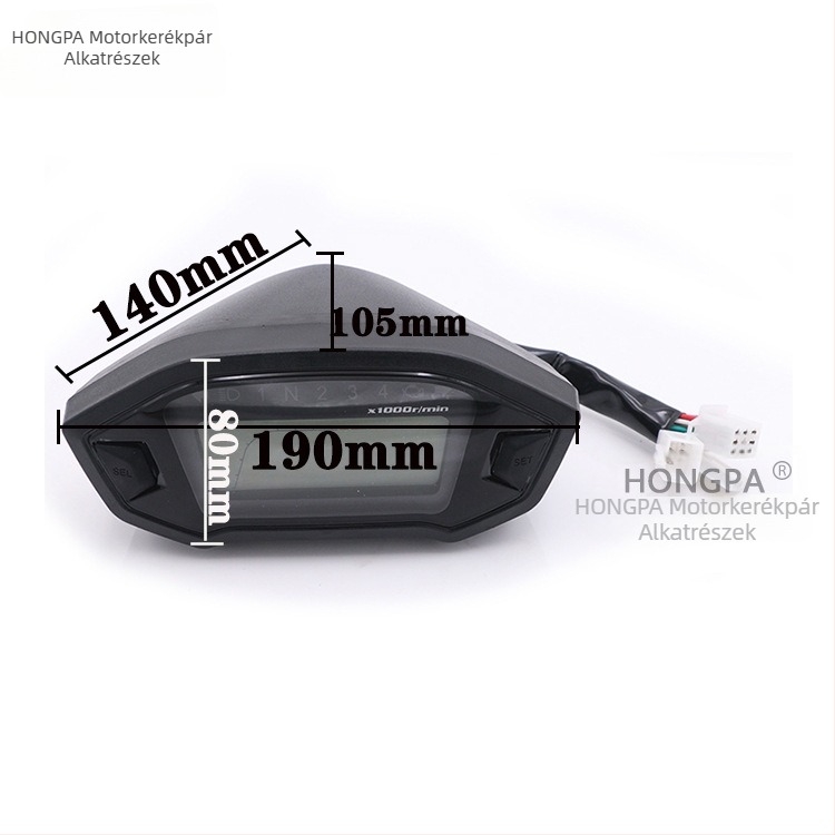 HP-199 12V ABS LCD sebességmérő/odométer/fordulatszámmérő Monkey motorkerékpárhoz, 2-4 hengeres