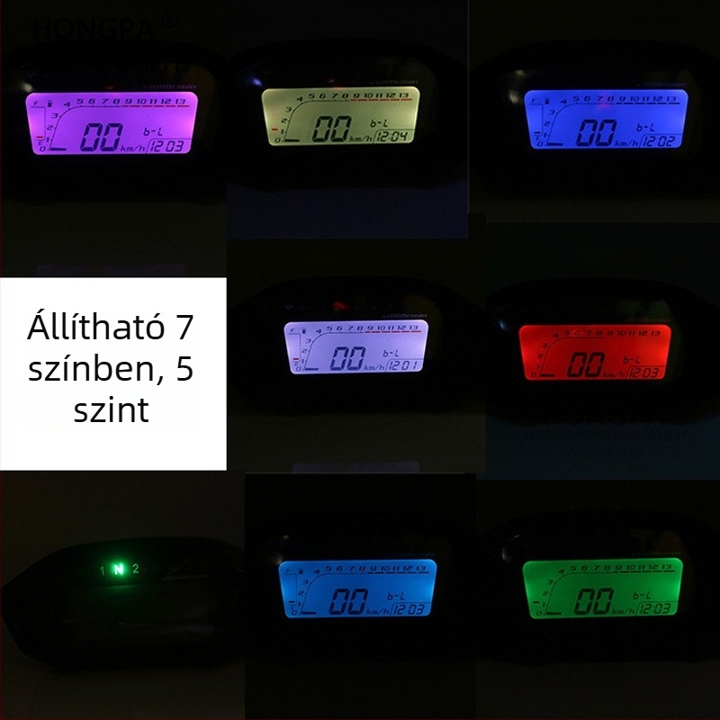 HP-199 12V ABS LCD sebességmérő/odométer/fordulatszámmérő Monkey motorkerékpárhoz, 2-4 hengeres