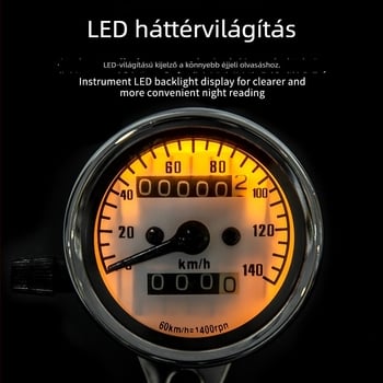 Elektronikus tachométer 140-es kettős kilométer-számlálóval (electroplating) – JS, 12V