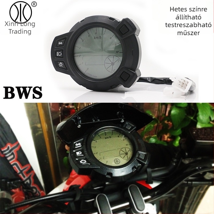 Motorkerékpár LCD műszerfal BWS-hez, HP-YB023, ABS + vas tartó, 0,67 kg, kilométeróra