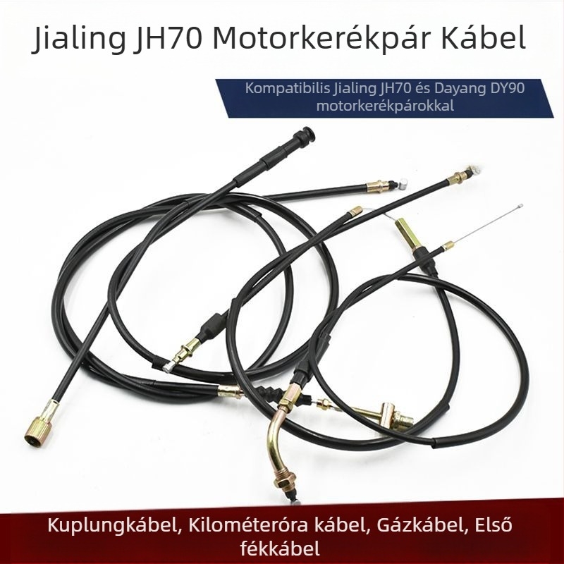 Jialing JH70 motorkerékpár kábelkészlet: kuplungkábel, gázkábel, első fék-kábel és kilométeróra-kábel