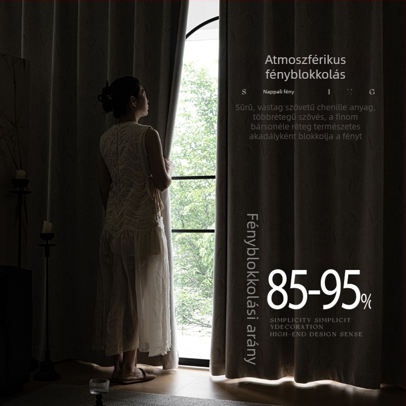 Jacquard Chenille blackout függöny, késztermék, nappali, hálószoba és erkély számára, modern, prémium megjelenés