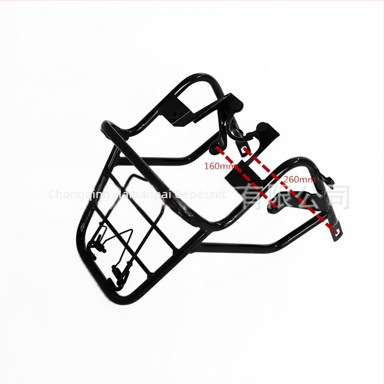 Jialing terepmotorkerékpárhoz szánt előre rögzítő váz — acél, műanyag permetezés felületkezelés, modell HYP-QHJ-006, felső nyílás 160, alsó nyílás 260