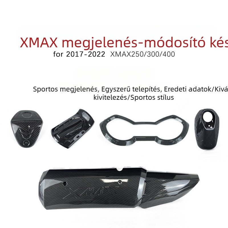 Yamaha XMAX250/300 módosító készlet: üzemanyag-tankfedél, műszerfalvédő és kipufogófedél héj (2017-2022)
