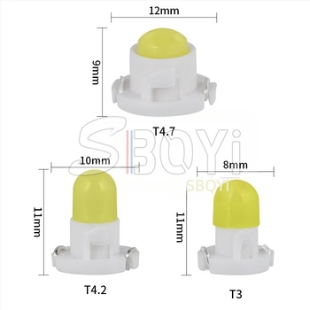 LED műszerfal világítás autóhoz, modell T3, COB fényforrás, 12V, 1W, 6000K