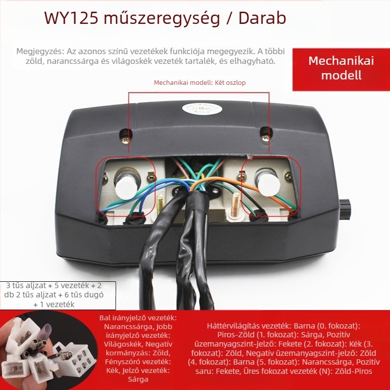 WY125-A-C-F motorkerékpár mechanikai-elektronikus műszerfal, kompatibilis WY125 üzemanyag-szintjelzőjével és kilométerórájával
