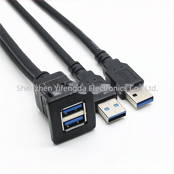 USB 3.0 kétportos adatkábel ABS házzal autó- és motorkerékpár műszerfalhoz