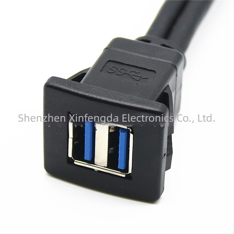 USB 3.0 kétportos adatkábel ABS házzal autó- és motorkerékpár műszerfalhoz
